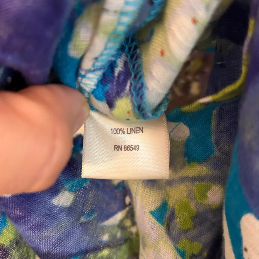 3 for‎ $25! Tommy Bahama Women’s Linen 3/4 Sleeve Floral Tunic Top, small - Picture 3 of 6